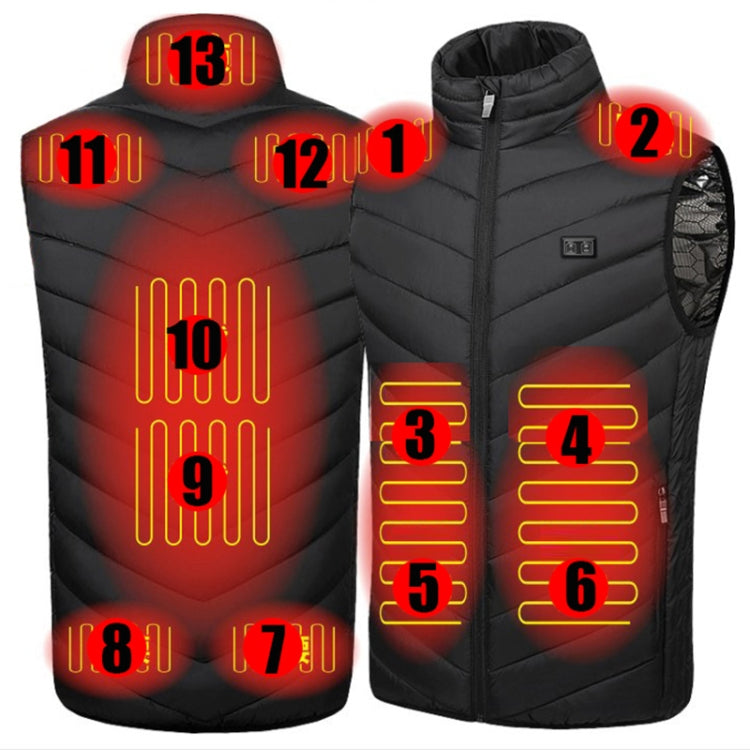 13  Area Double Control Black USB Electric Heating Undershirt Intelligent Warm Vest(3XL) - Down Jackets by buy2fix | Online Shopping UK | buy2fix