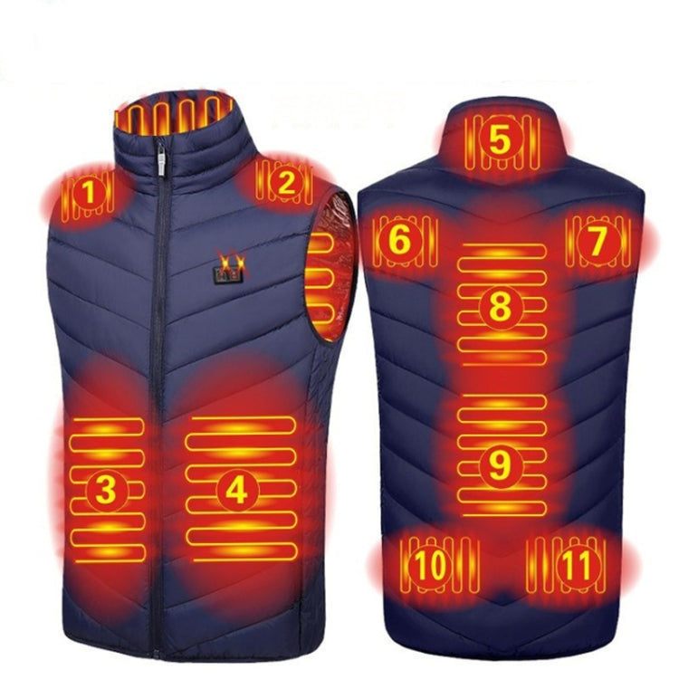 11 Area Double Control Blue USB Electric Heating Undershirt Intelligent Warm Vest(XXL) - Down Jackets by buy2fix | Online Shopping UK | buy2fix