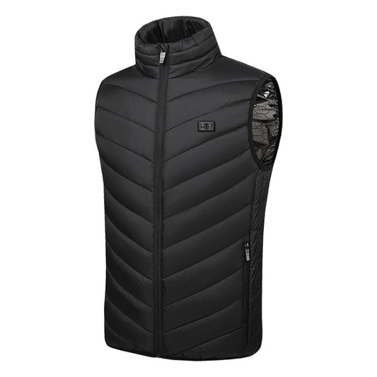 9 Area Double Control Black USB Electric Heating Undershirt Intelligent Warm Vest(XXL) - Down Jackets by buy2fix | Online Shopping UK | buy2fix