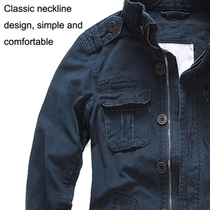 Autumn And Winter Middle Aged Men Jacket Casual Workers Dress Denim Jackets Clothes, Size: XL(Deep Army Green) - Loose Coat by buy2fix | Online Shopping UK | buy2fix