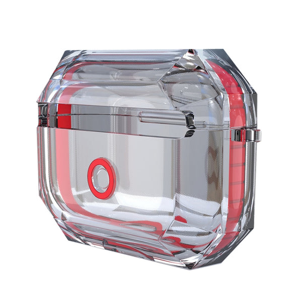 For AirPodS Pro RJT-AP-03 Bluetooth Earphone Transparent Soft Case TPU Protection Cover(Red) by buy2fix