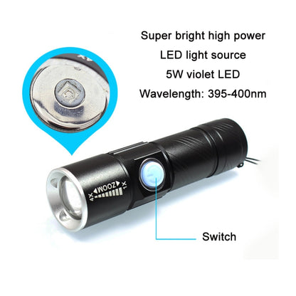 USB Ultraviolet Flashlight Jade Identification Fluorescence Detector(Black 365nm) - Mini Flashlight by buy2fix | Online Shopping UK | buy2fix