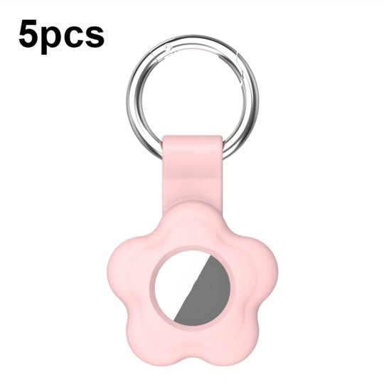 For AirTag 2nd Gen / AirTag 1st Gen 5pcs AT03 Tracker Case Positioning Anti-loss Device Storage Keychain Cover(Pink)