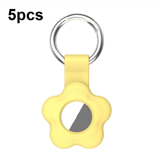 For AirTag 2nd Gen / AirTag 1st Gen 5pcs AT03 Tracker Case Positioning Anti-loss Device Storage Keychain Cover(Yellow)