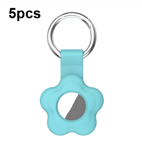 For AirTag 2nd Gen / AirTag 1st Gen 5pcs AT03 Tracker Case Positioning Anti-loss Device Storage Keychain Cover(Sky Blue)