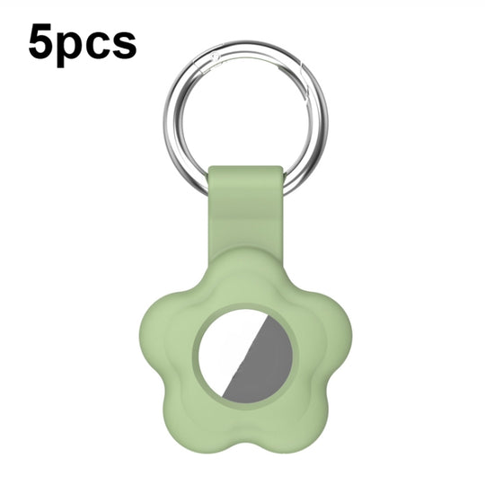 For AirTag 2nd Gen / AirTag 1st Gen 5pcs AT03 Tracker Case Positioning Anti-loss Device Storage Keychain Cover(Matcha Color)