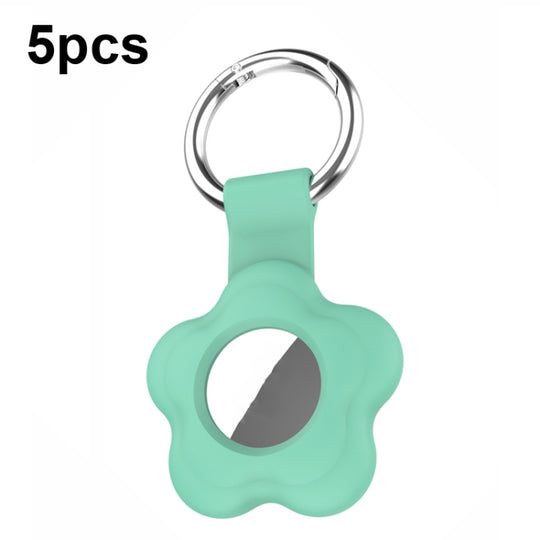 For AirTag 2nd Gen / AirTag 1st Gen 5pcs AT03 Tracker Case Positioning Anti-loss Device Storage Keychain Cover(Mint Green)