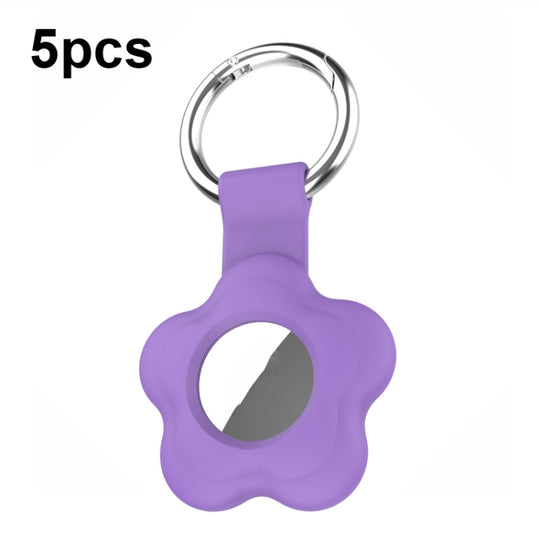 For AirTag 2nd Gen / AirTag 1st Gen 5pcs AT03 Tracker Case Positioning Anti-loss Device Storage Keychain Cover(Purple)