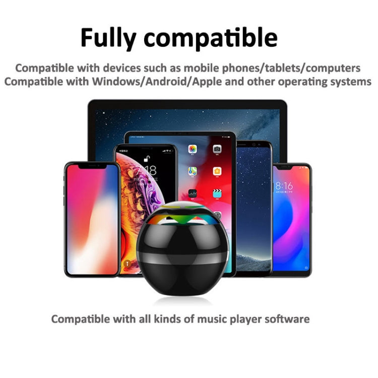 GS009 Bluetooth 4.2 Round Ball Small Speaker With Colorful Light Support TF Card / FM(Black) - Desktop Speaker by buy2fix | Online Shopping UK | buy2fix