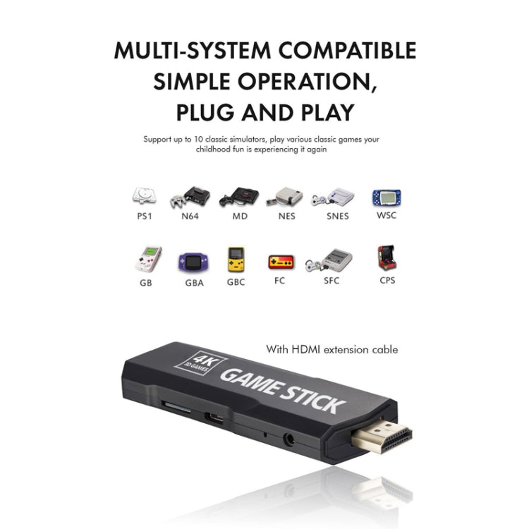 GD10 2.4G Wireless 4K HD TV Game Console PSP Game Box 64G Built-in 30,000 Games by buy2fix