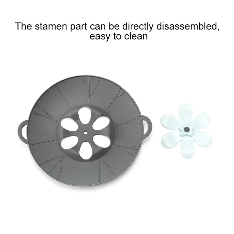 Silicone Flower Spill-proof Pot Lid Rotatable Pot Lid Kitchen Gadget, Size: 23cm Small Gray - Insulation by buy2fix | Online Shopping UK | buy2fix