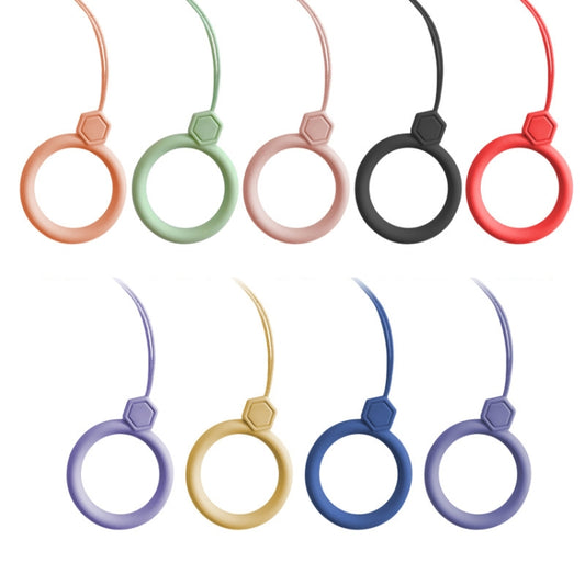 10pcs Gemstone  Finger Ring Silicone Cell Phone Lanyard U Disk Rope(Coral Orange) - Lanyards & Wrist Straps by buy2fix | Online Shopping UK | buy2fix