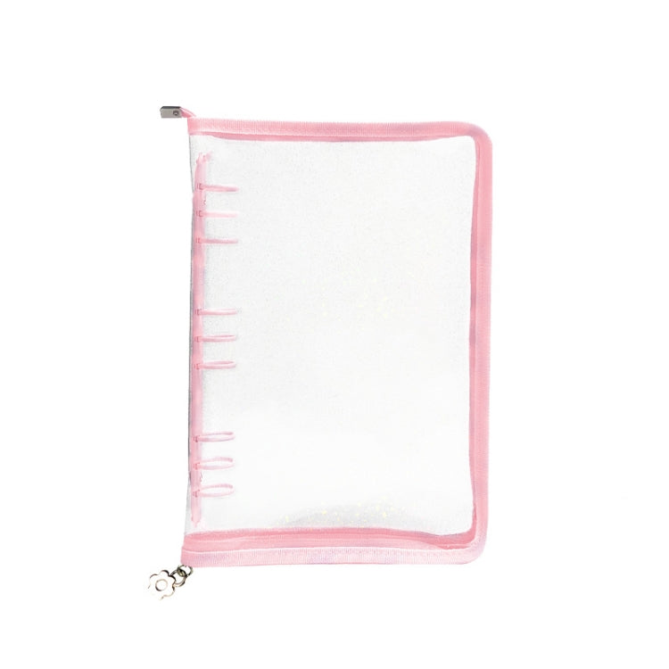 B5 9 Rings Loose-leaf Journal Clear PVC Cover Zipper Planner Notebook Without Inner Pages(Pink) - Notebooks by buy2fix | Online Shopping UK | buy2fix