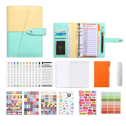 A6 YMX-012 PU Leather Budget Binder Notebook Macaron Color Matching Handbook(Yellow+Light Green) - Notebooks by buy2fix | Online Shopping UK | buy2fix