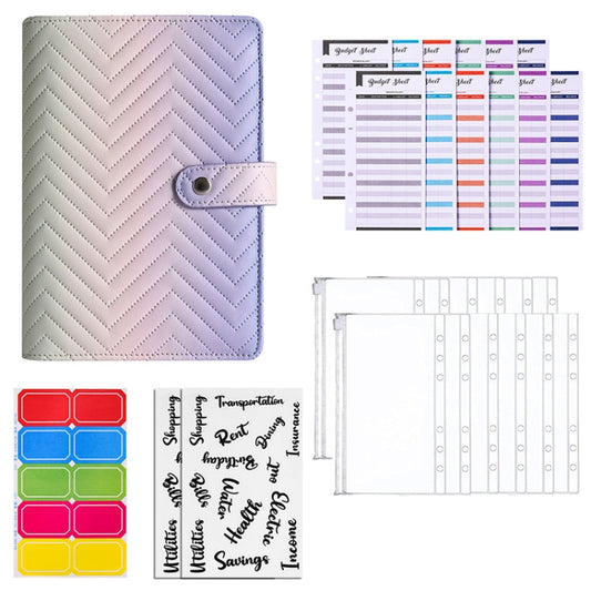 A6 PU Macaron Gradient Color Loose-leaf Notepad Notebook Budget Book(Purple) - Notebooks by buy2fix | Online Shopping UK | buy2fix