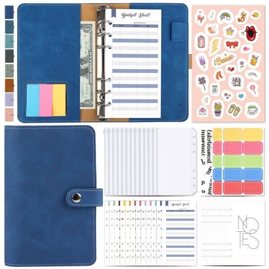 H666 A6 Loose-leaf Binder Cash Budget Handbook Vintage PU Leather Notebook with Window(Treasure Blue) - Notebooks by buy2fix | Online Shopping UK | buy2fix