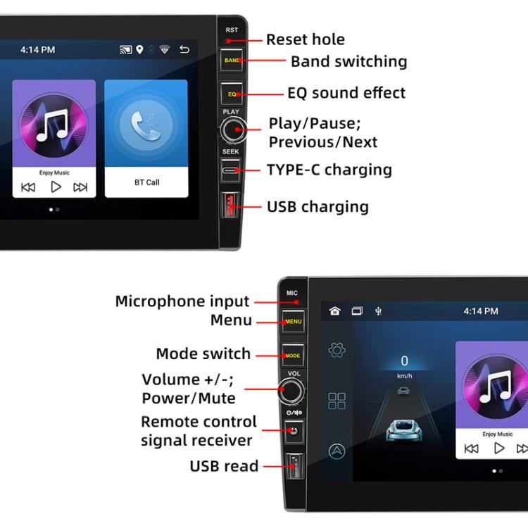 8 inch Bluetooth FM Radio Car MP5 Android Navigation Machine, Memory: 2+64G - Car MP3 & MP4 & MP5 by buy2fix | Online Shopping UK | buy2fix