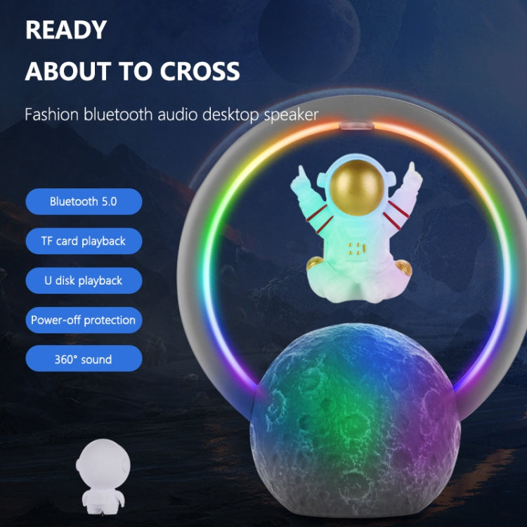 Y-598 Suspended Astronaut Bluetooth Speaker RGB Light Subwoofer Ornament,Spec: 598B Silver - Desktop Speaker by buy2fix | Online Shopping UK | buy2fix