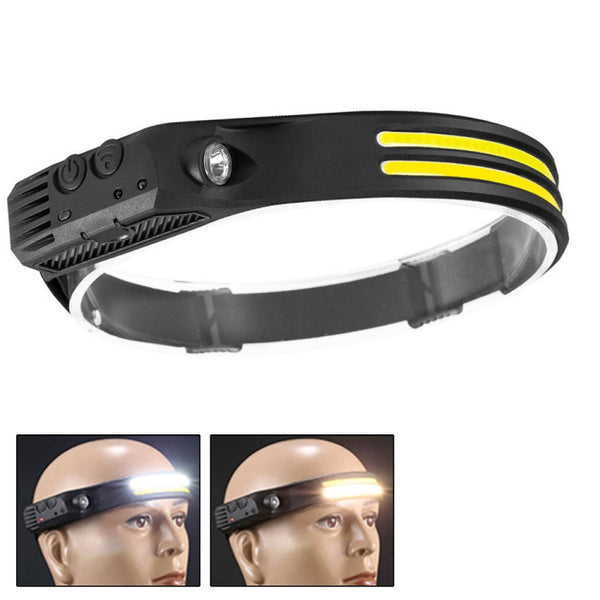W689-2 White+Warm Light USB Rechargeable Motion Sensor Headlamp COB Outdoor Fishing Flashlight by buy2fix