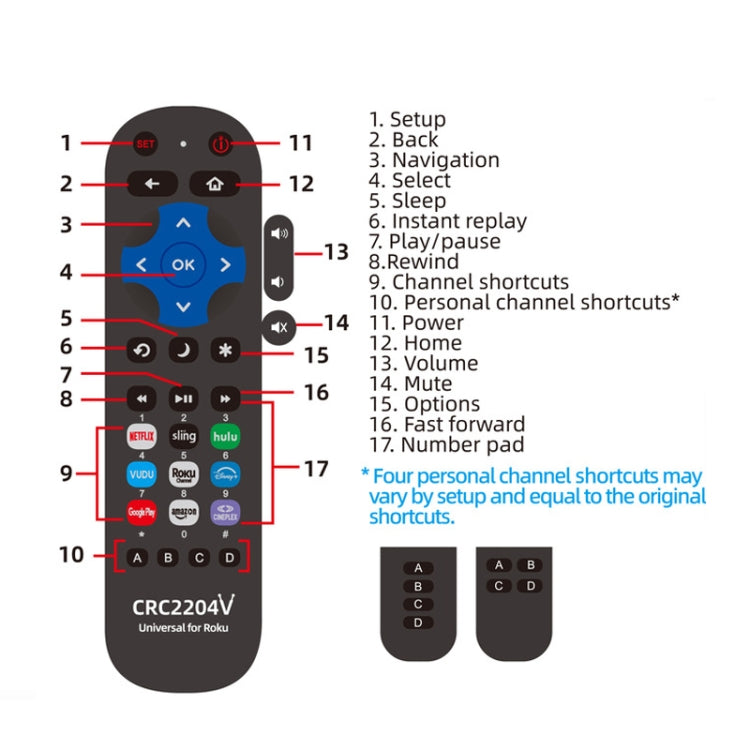 CRC2204V  For ROKU TV Universal Smart LCD TV Remote Control Infrared Remote Control - TV by buy2fix | Online Shopping UK | buy2fix