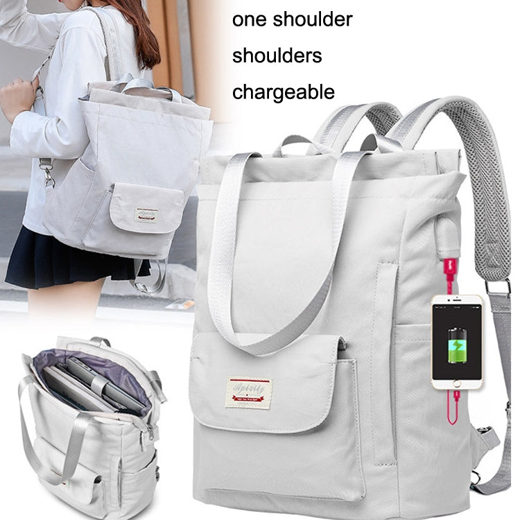 Student Backpack Waterproof USB Laptop Bag, Size: Large (Gray) - Double-shoulder Bags by buy2fix | Online Shopping UK | buy2fix