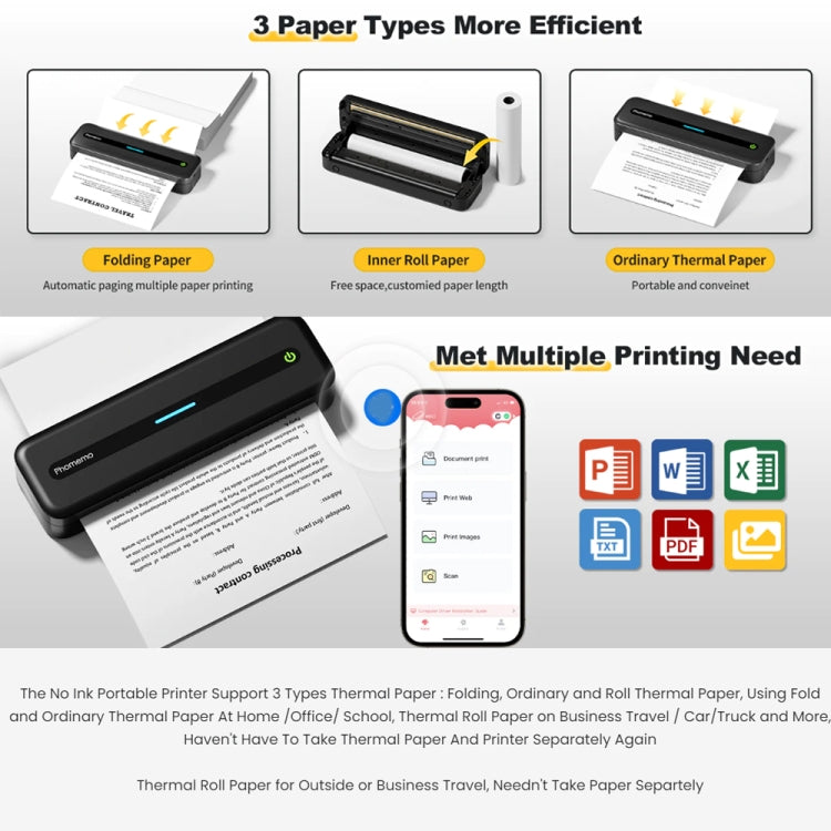 Phomemo M832 300dpi Wireless Thermal Portable Printer, Size: A4 Version(Black) - Printer by Phomemo | Online Shopping UK | buy2fix