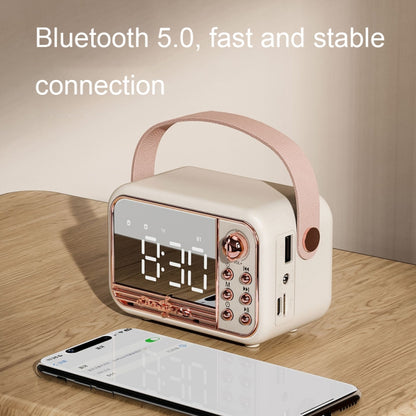 S11 Handheld Retro Alarm Clock Bluetooth Speaker Desktop Portable Clock(Beige) - Desktop Speaker by buy2fix | Online Shopping UK | buy2fix