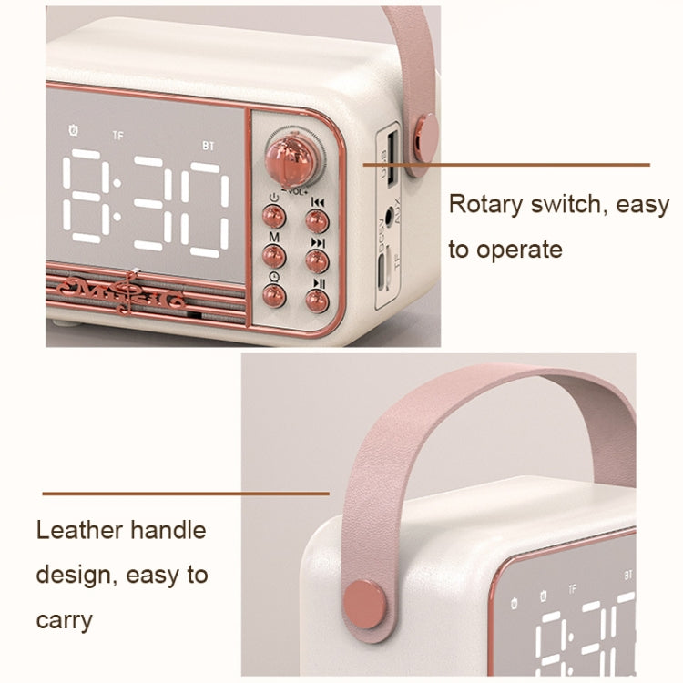 S11 Handheld Retro Alarm Clock Bluetooth Speaker Desktop Portable Clock(Beige) - Desktop Speaker by buy2fix | Online Shopping UK | buy2fix