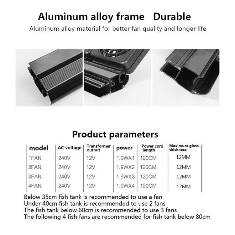 Fish Tank Cooling Fan Cooling Silent Aquarium Fan, Specification: 3 Head EU Plug - Fish Tanks & Accessories by buy2fix | Online Shopping UK | buy2fix