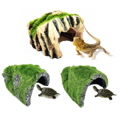 ZR7661 Flocked Caple Box Turtle Hiding Nest Moss Cave Turtle Cave Sunbed - Reptile Supplies by buy2fix | Online Shopping UK | buy2fix