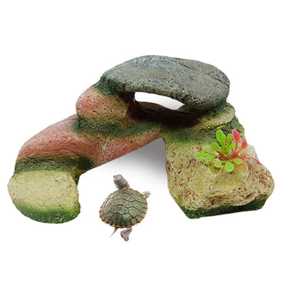 GT001 Resin Turtle Sunbed Climbing Table Stump Hideaway House Sunback Table - Reptile Supplies by buy2fix | Online Shopping UK | buy2fix