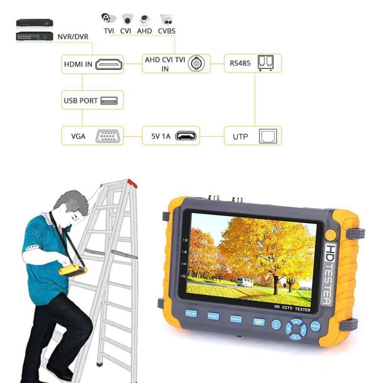 5800ACT-VH 5 Inch Large Screen Engineering Treasure Coaxial AHD / TVI / CVI 8MP Analog Video Surveillance Tester, US Plug by buy2fix