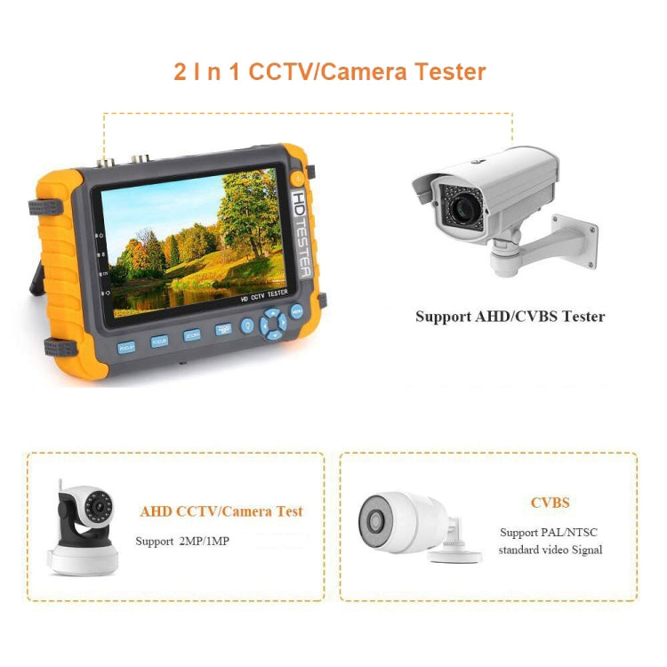 5800ACT-VH 5 Inch Large Screen Engineering Treasure Coaxial AHD / TVI / CVI 8MP Analog Video Surveillance Tester, US Plug by buy2fix