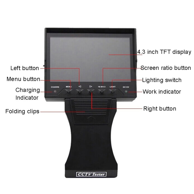 JSK-4300B 4.3 inch Handheld 12V Output Network Cable Monitoring Tester(With US Plug Power Adapter) by buy2fix