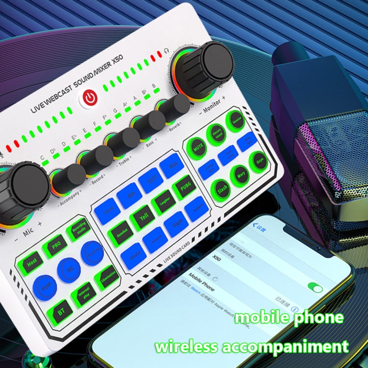 X50 Bluetooth RGB LED Live Sound Card With OTG Port Interface - Live Sound Effects Processors by buy2fix | Online Shopping UK | buy2fix