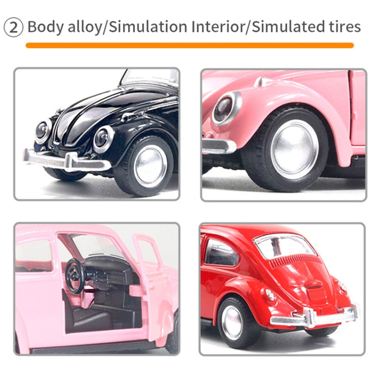 1:36 Beetle Classic Car Open Door Alloy Car Model Pull Back Children's Toy Car(Black) - Model Toys by buy2fix | Online Shopping UK | buy2fix