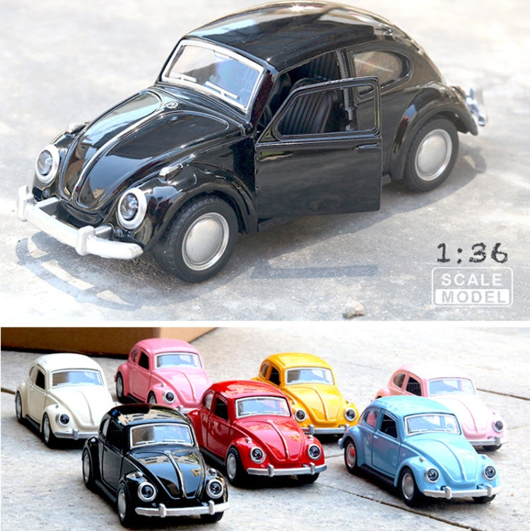 1:36 Beetle Classic Car Open Door Alloy Car Model Pull Back Children's Toy Car(Black) - Model Toys by buy2fix | Online Shopping UK | buy2fix