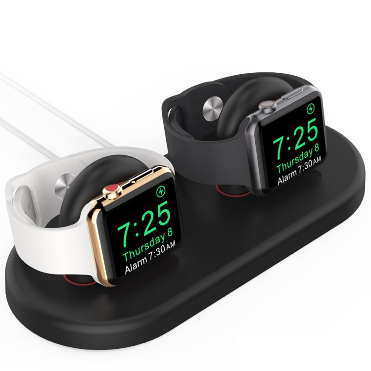 For Apple Watch / Earphone AhaStyle PT116 Universal Plastic Stand Dual Charging Storage Base(Black) - Charger / Holder by AhaStyle | Online Shopping UK | buy2fix