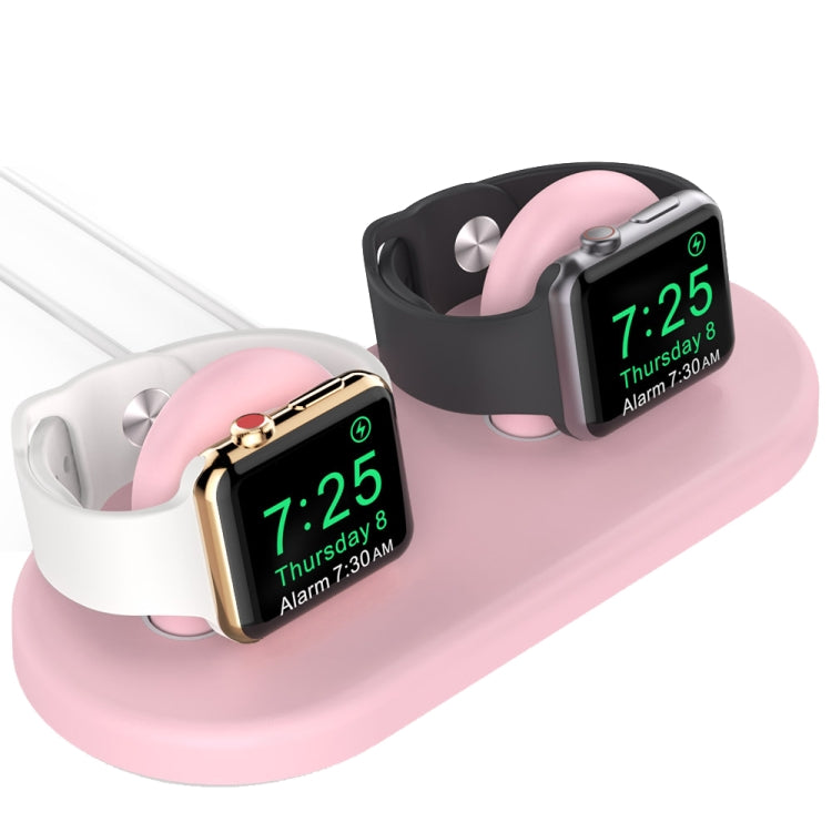 For Apple Watch / Earphone AhaStyle PT116 Universal Plastic Stand Dual Charging Storage Base(Pink) - Charger / Holder by AhaStyle | Online Shopping UK | buy2fix