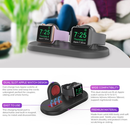 For Apple Watch / Earphone AhaStyle PT116 Universal Plastic Stand Dual Charging Storage Base(Black) - Charger / Holder by AhaStyle | Online Shopping UK | buy2fix
