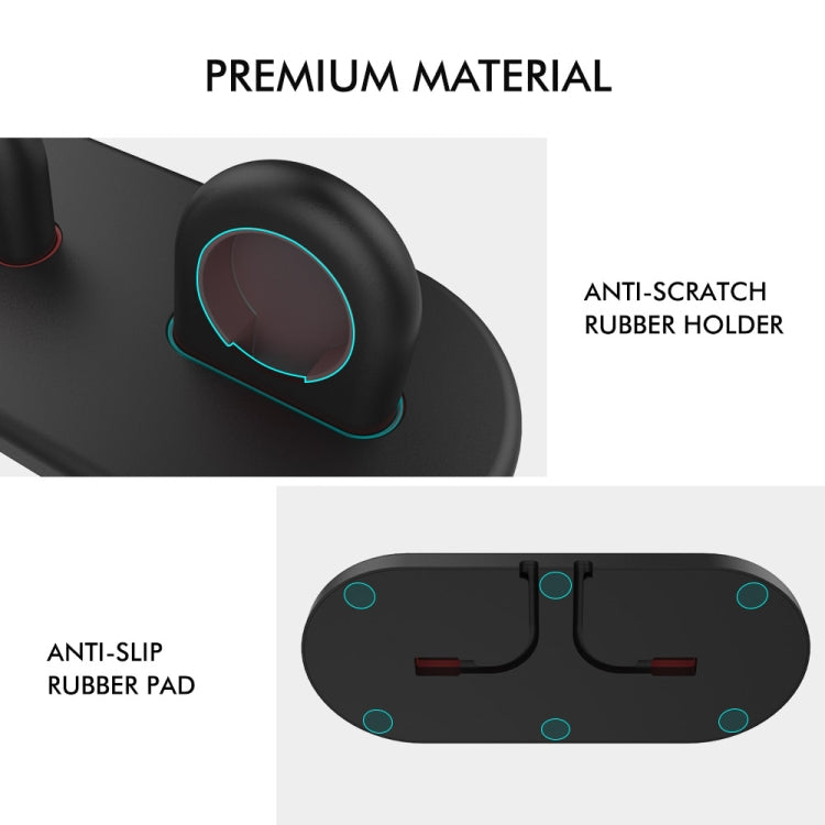 For Apple Watch / Earphone AhaStyle PT116 Universal Plastic Stand Dual Charging Storage Base(Black) - Charger / Holder by AhaStyle | Online Shopping UK | buy2fix