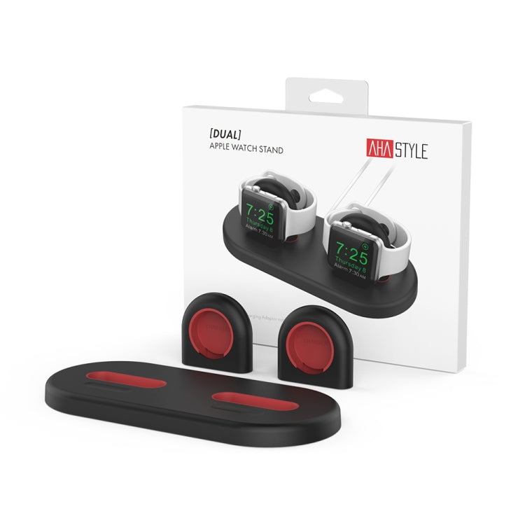 For Apple Watch / Earphone AhaStyle PT116 Universal Plastic Stand Dual Charging Storage Base(Black) - Charger / Holder by AhaStyle | Online Shopping UK | buy2fix