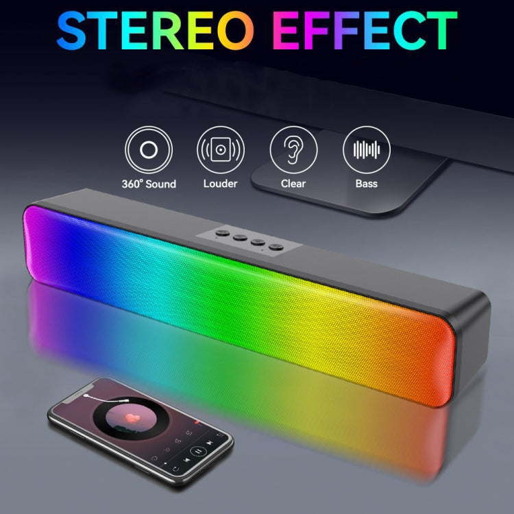 E-3562 Desktop Long Strip Multifunctional RGB Colorful Light Bluetooth Wireless Speaker(Black) - Desktop Speaker by buy2fix | Online Shopping UK | buy2fix