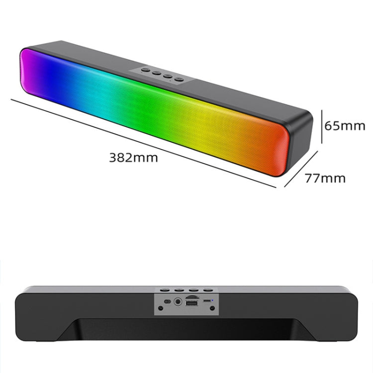 E-3562 Desktop Long Strip Multifunctional RGB Colorful Light Bluetooth Wireless Speaker(Black) - Desktop Speaker by buy2fix | Online Shopping UK | buy2fix