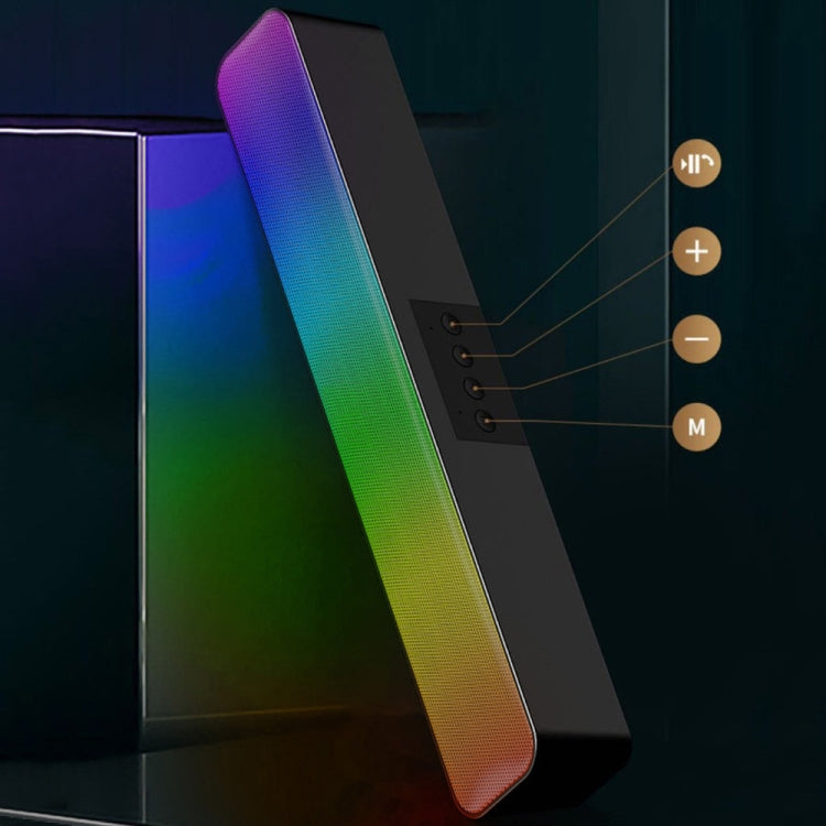 E-3562 Desktop Long Strip Multifunctional RGB Colorful Light Bluetooth Wireless Speaker(Black) - Desktop Speaker by buy2fix | Online Shopping UK | buy2fix