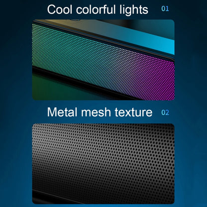 E-3562 Desktop Long Strip Multifunctional RGB Colorful Light Bluetooth Wireless Speaker(Black) - Desktop Speaker by buy2fix | Online Shopping UK | buy2fix