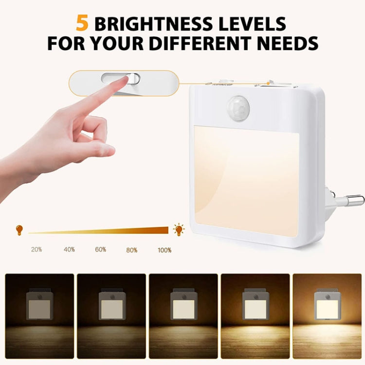 NL2101 Motion Sensor LED Night Light AC Plug Dimming Sleep Lights,Spec: Warm White UK Plug - Sensor LED Lights by buy2fix | Online Shopping UK | buy2fix