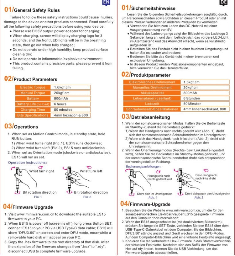 MINIWARE ES15 Electric Screwdriver Repair Tool Dismantling Screw Batch - Screwdriver by MINIWARE | Online Shopping UK | buy2fix