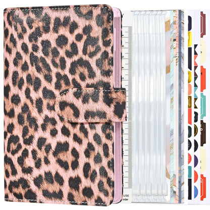 A6 Leopard Print Cash Budget Notebook  Loose Leaf Financial Management Notepad(Pink) - Notebooks by buy2fix | Online Shopping UK | buy2fix