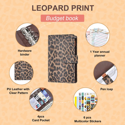 A6 Leopard Print Cash Budget Notebook  Loose Leaf Financial Management Notepad(Cow Pattern Black White) - Notebooks by buy2fix | Online Shopping UK | buy2fix